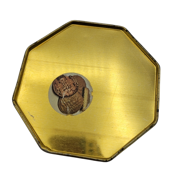 Vintage Oriental ASIAN GEISHA Style Tea Tin Storage Container Octagonal - Picture 5 of 14